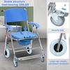 Folding Commode Chair with Wheels, 3-in-1 Shower and Toilet Chair for Elderly, Portable Design