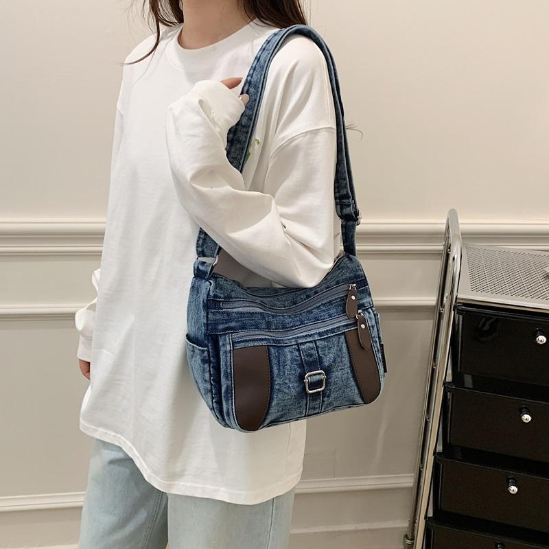 Fashion Vintage Design Women's Crossbody Bag High Quality Denim Fabric Shoulder Bag Large Capacity Tote Bag Lightweight Handbags