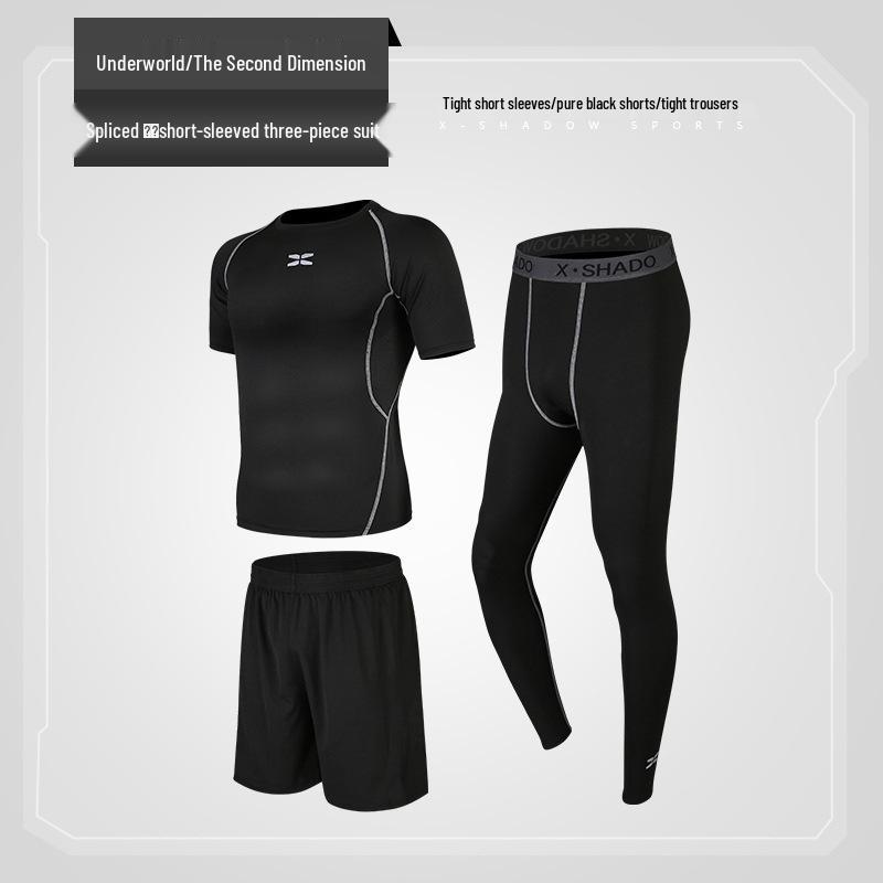 

Men s Seasonal Fitness Three-Piece Set: Tight-Fit Gym & Casual Wear for Spring, Summer, and Autumn L