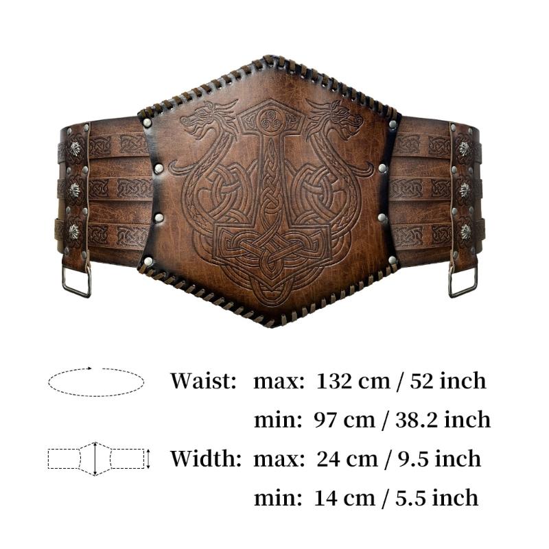 Viking Wide Belt Cosplay Knight Corsets Belt Renaissance Mens Medieval Belt Nordic Faux Leather Armors Belt Costume