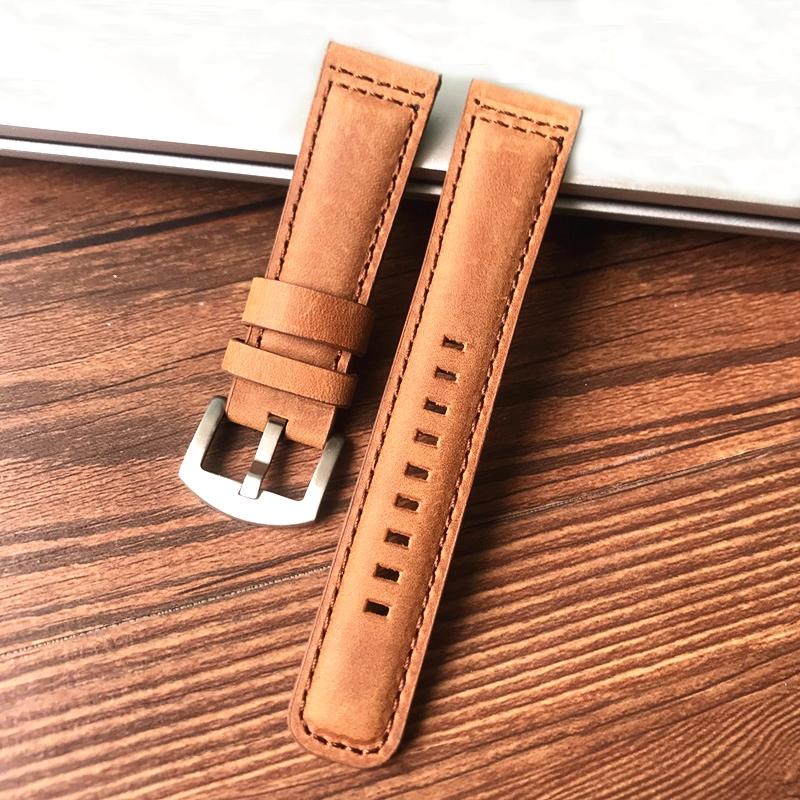 

Ретро 22 мм черный светло-темно-коричневый винтажный кожаный ремешок для часов для Huawei GT Seiko Samsung Galaxy Tudor браслет-браслет 22mm