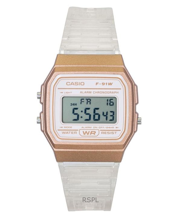 Casio Digital Transparent Resin Strap Quartz F-91WS-7A3 Unisex Watch белый