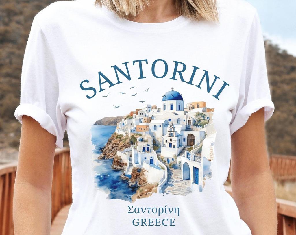 Santorini Shirt, Greek Island Tee, Greece Clothes, Soft and Comfortable T-shirt, Unisex