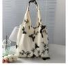 Super Beautiful Embroidery Black Butterfly Canvas Bag Lace Casual Travel Women's Bag