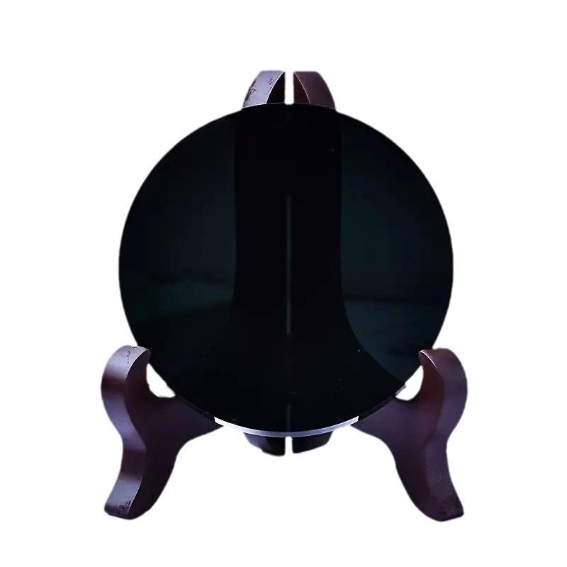 Natürlicher Obsidian Donut Scheibe Spiegel Heimdeko