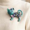 Women Brooch Sparkling Rhinestones Inlaid Cartoon Cat Shape Suit Lapel Pin Sweaters Collars Hats Bags Coats Scarves Badge Versatile Accessory