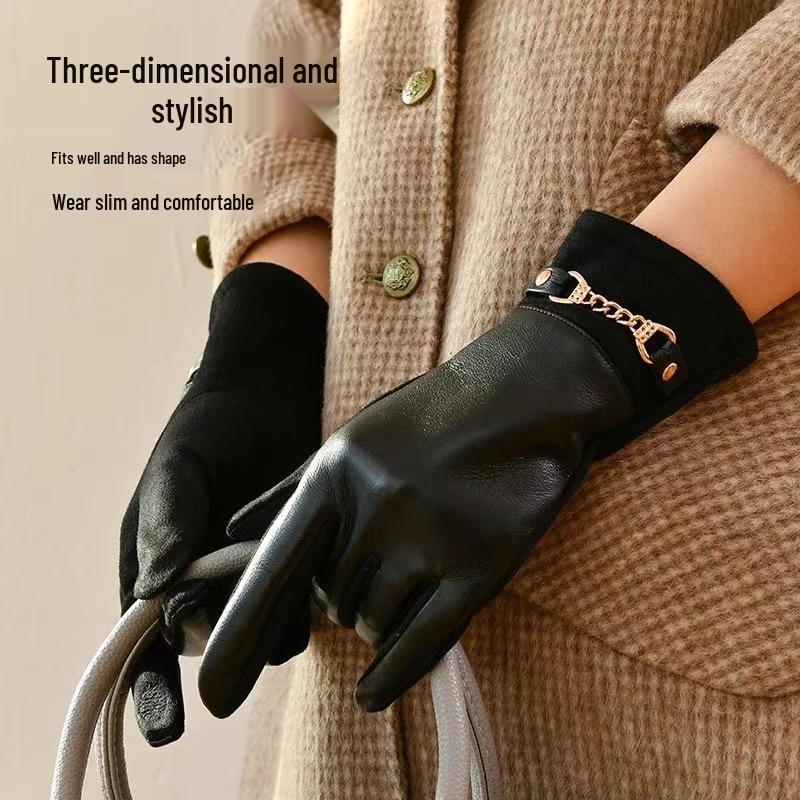 Damen Winterhandschuhe mit Fleecefutter: Warm, Winddicht, Touchscreen-Kompatibel, Proteinleder