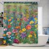 Colorful Flowers Shower Curtain Decorative Printed Fabric Home Bathroom Waterproof Bath Mat 3D Flower Print Bath Shower Rug Pink