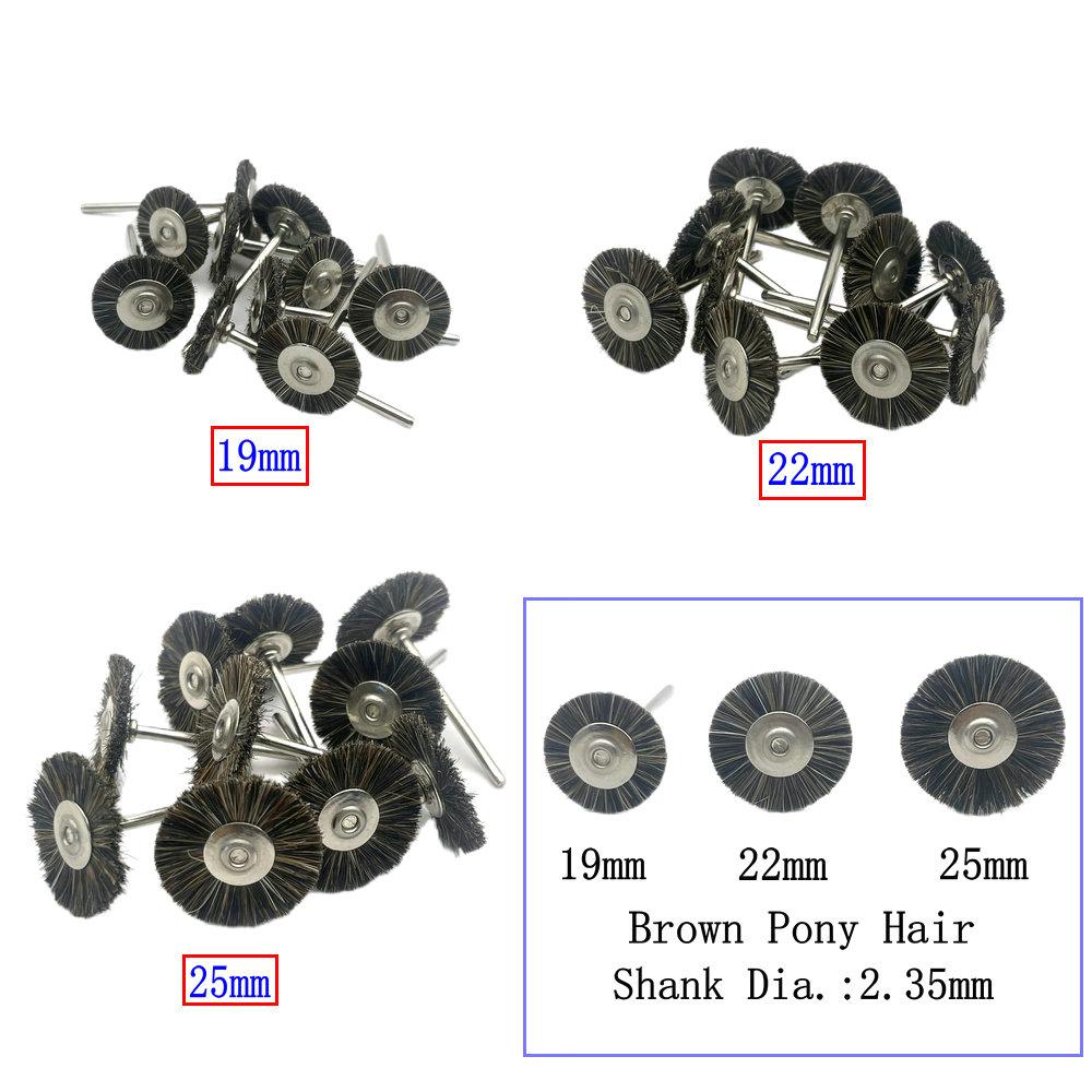 10 Stück/Beutel 2,35 mm Polierbürstenrad Zahnlabor Materialien Weiches Weißes Ziegenhaar/Ponyhaar/Borsten Rotationswerkzeuge Niedrige Geschwindigkeit Puffer
