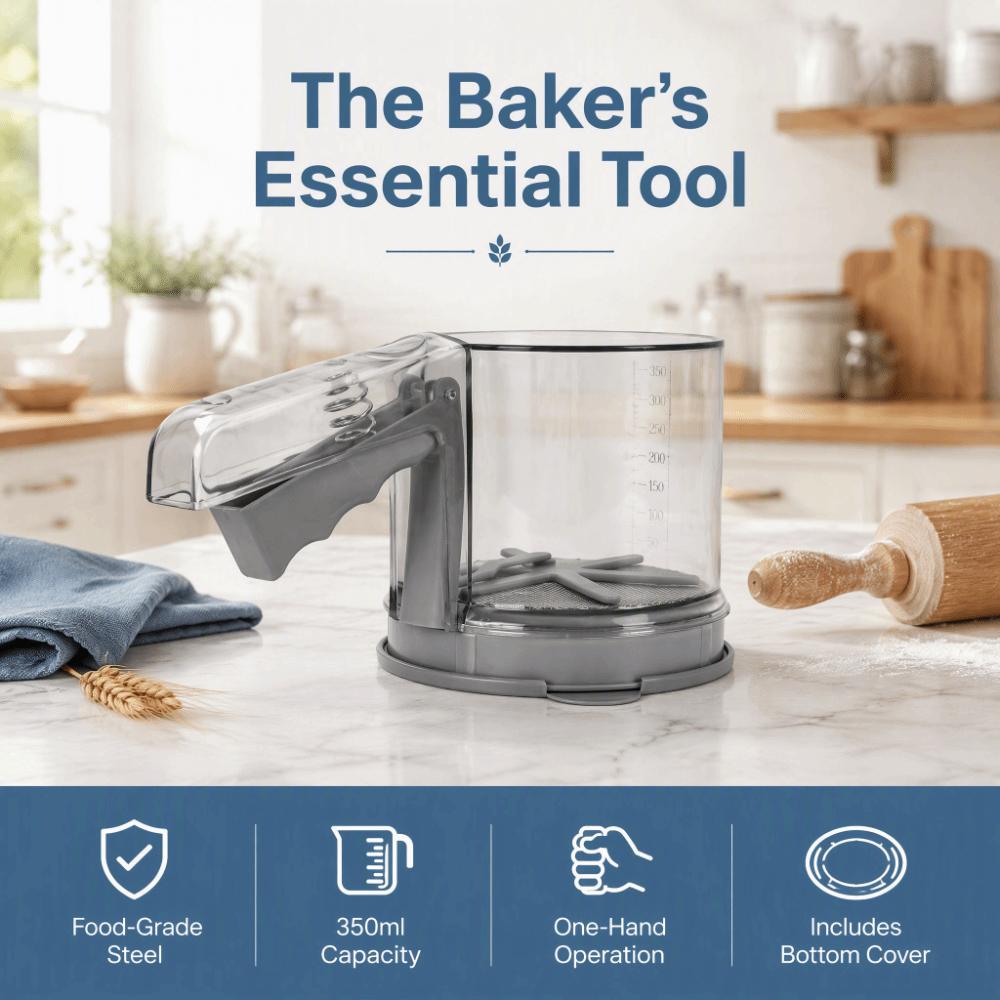 PP Stainless Steel Baking Sieve 2-Layer Powder Sifter Practical Flour Sifter  Baking