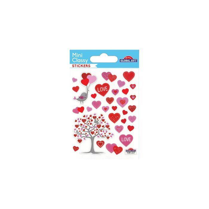 Stickers - GLOBAL GIFT - Arbre et coeurs - Paillettes - 10 x 7,5 cm - Design exclusif