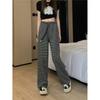 Spring and Summer Thin Straight Leg Wide Pants High Waist Black and White Striped Casual Pants Women Drape Long Pants