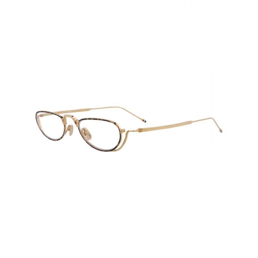 Thom Browne Round Frame Metal Optical Frames Tortoise Gold Transparent