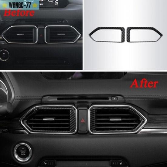 Carbon Fiber Dashboard Side Air Vent Outlet Cover Trim For Mazda CX-5 2017-2024