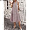 MODIQUE 2025 Summer New Women's Sexy Leopard Print Sleeveless Long Dress Ladies Elegant Casual A-Line Hot O-Neck Dress