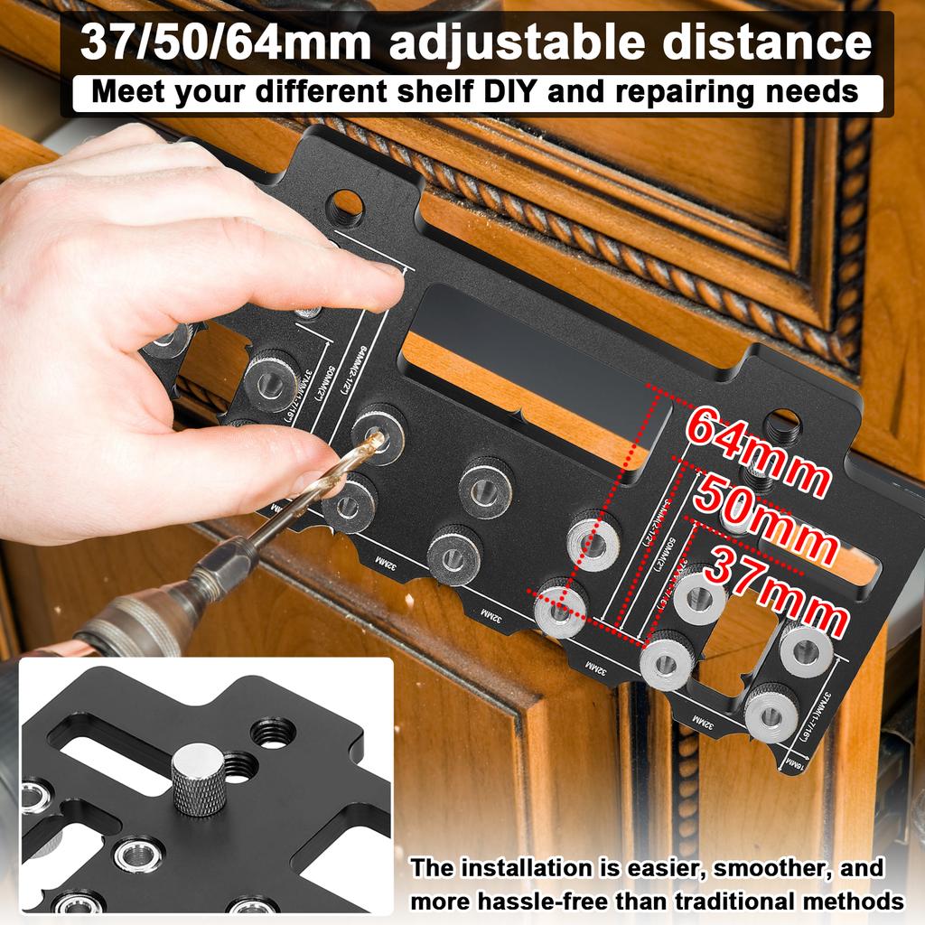 Holes Punch Locator Aluminum Alloy Cabinet Handle Hardware Jig Shelf Pin Drill Guide Hole Opener