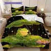 Frog Pattern Bedding Quilt Set Quilt Cover Pillowcase Home Decoration Birthday Gift (1 * Duvet Cover + 2 * Pillowcase, Without Core)