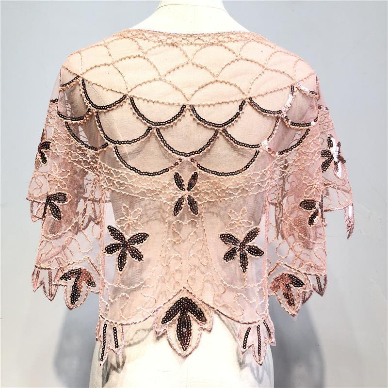 Women's Wedding Dress Shawl Retro Party Sequin 1920s Banquet Evening Dress Shawl