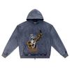 DTG Print Knitted Denim Zip-Up Hoodie Popular Machine Brother Print Zipper Hoodies  
