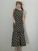 Women's Sleeveless Plaid Ruffle Fishtail Hem Dress with Tie-Up, Japanese and Mary Style, 3 Labels, 25