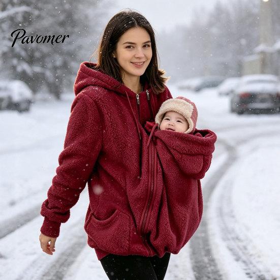 Hands Free Dog Holder Pet Pouch Zip-up Hoodie for Women, Cat Carrying Pocket Hooded Kangaroo Sweatshirt Sweatshirt, Winter Warm Fleece Long