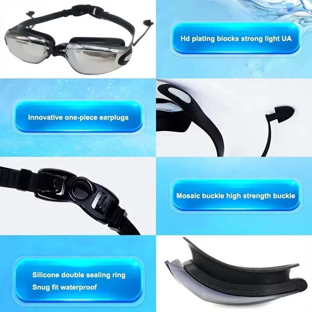 Dazzling Colors Myopia Swim Goggles Electroplating Anti-fog Swimming Eyewear  Snorkeling