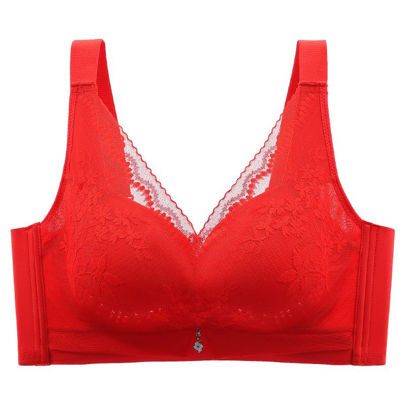 Breathable Gathering Bra for Women Without Steel Rims Thin Design Plus Size Push Up Bra Adjustable Top Support Bra
