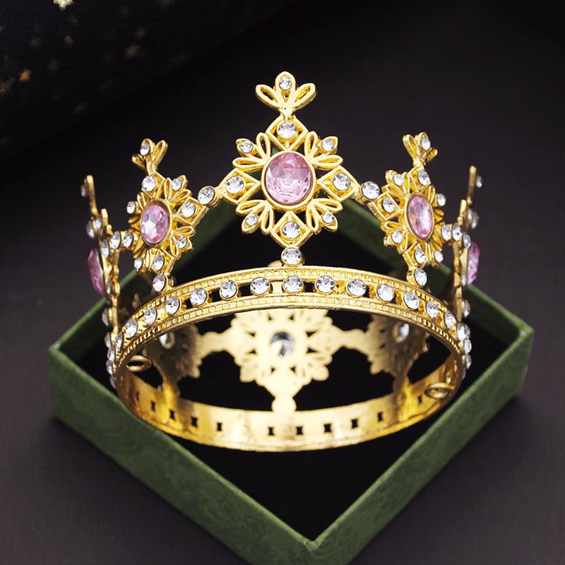 Party Prom Birthday Cake Crown Small Tiaras for Doll Green Pink Diadem Bridal Wedding Hair Jewelry Tiaras Head Ornaments