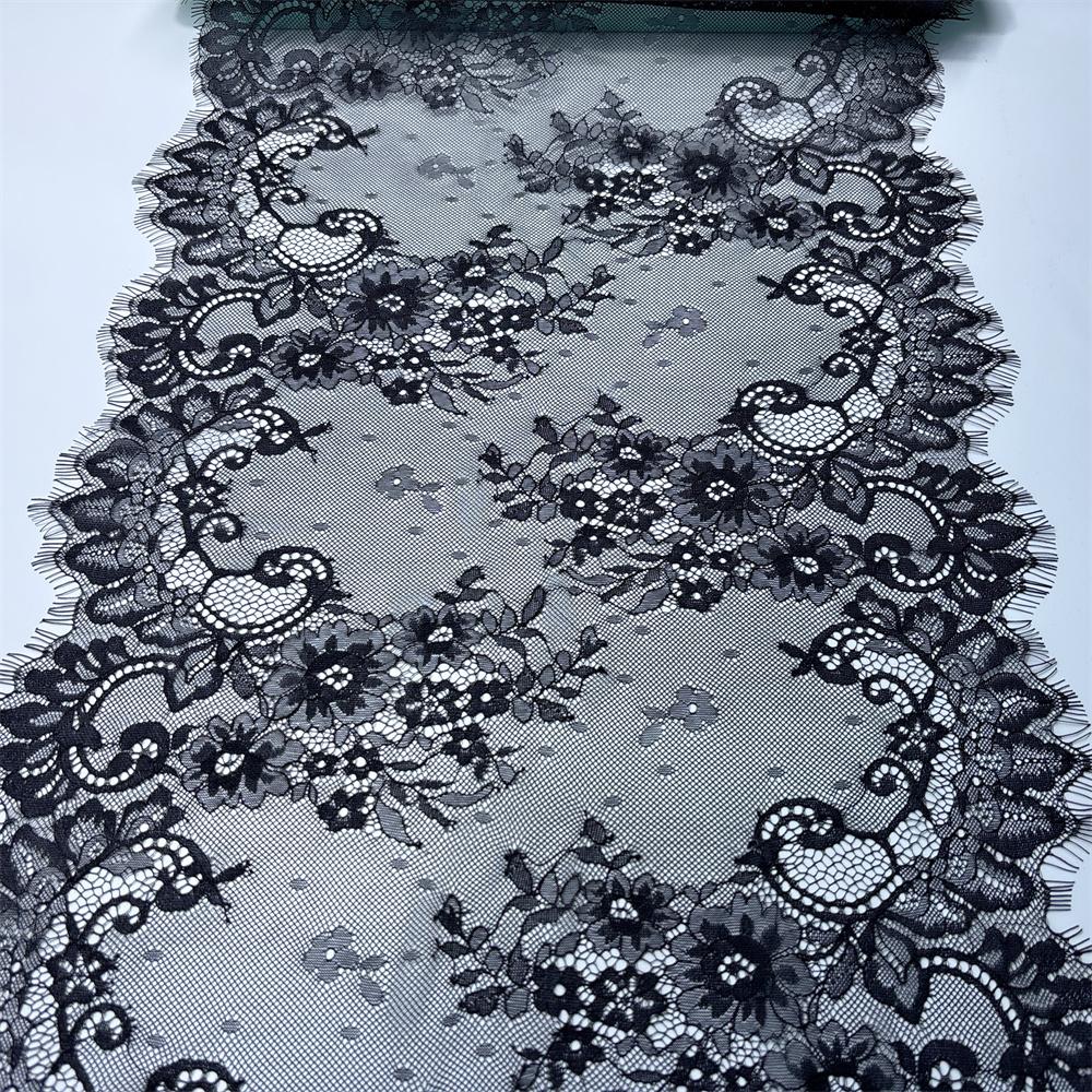 ( 2 Colors ) French Chantilly Lace, 2.8m X 41cm, Non-stretch Eyelash Lace Fabric for Wedding, Lingerie, Dress, Garment, Sewing & Crafting