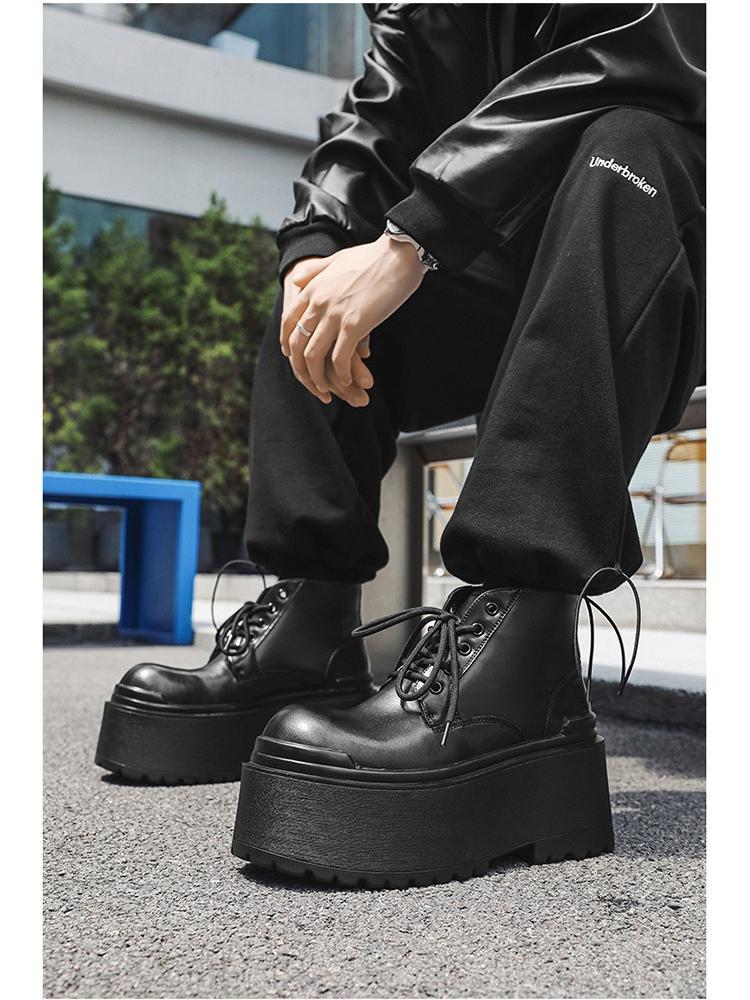 Fashion Men's 2025 Autumn British Style Vintage Work Boots Waterproof Platform Ankle Boots Chunky Sole Fashion Casual Outdoor Shoes