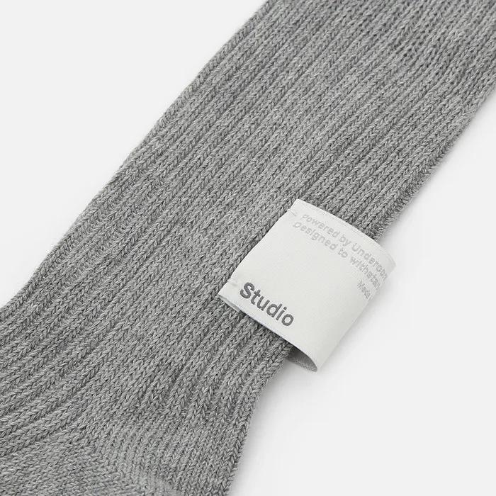 Label Point Leg Cover Women's Knee Socks STRUCTURE KNEE SOCKS / S LABEL / GREY