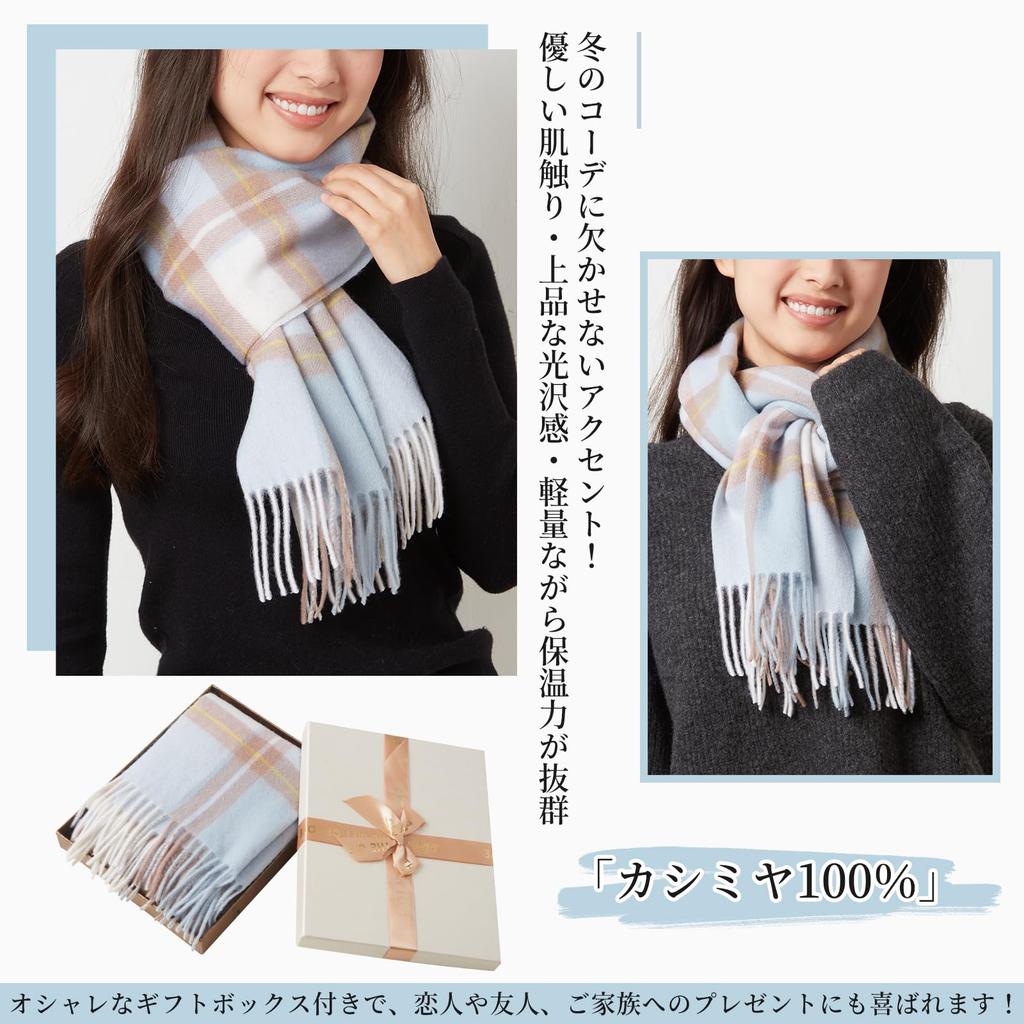 RemeeHi Luxurious Cashmere Trending on Social Checked Perfect for and Christmas Blue x Women's 100% Scarf, Media, Stole, Large, Thick, Warm,
