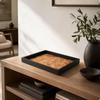 Rectangular Wood Tray Black Frame Raised Sides Desk Organizer for Living Room Large T23c