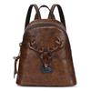 Johnature Genuine Leather Backpack Women Bag Vintage Animal Prints Embossing Leisure Large Capacity Outdoor Travel Bags