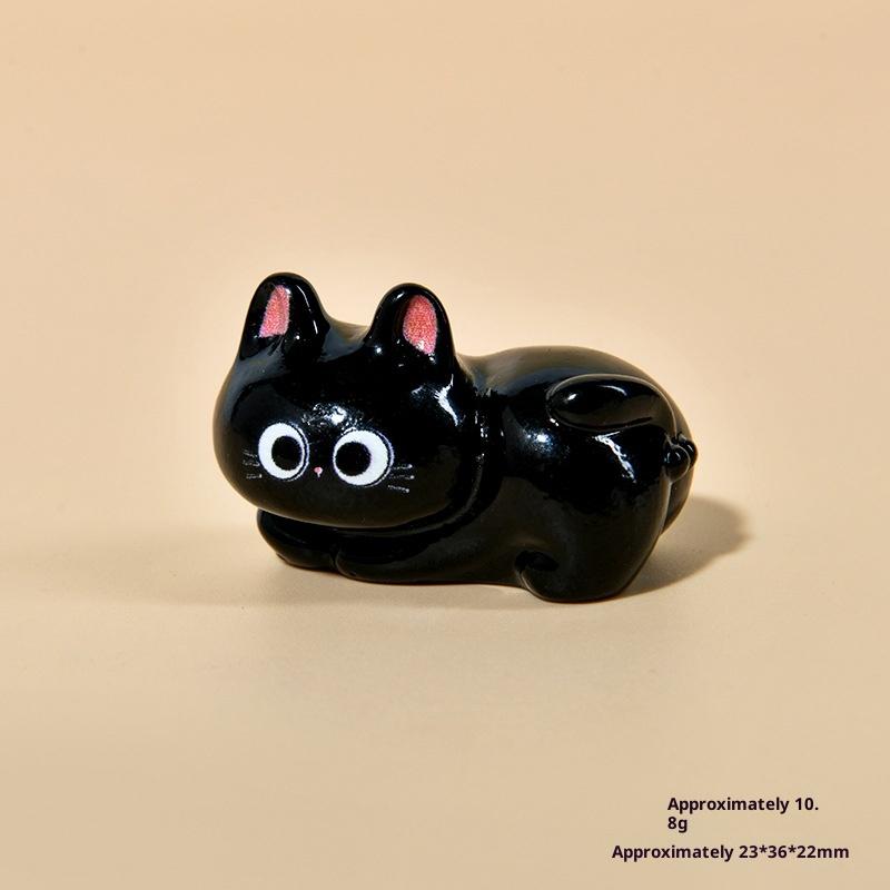 

1/6 шт. Милый котенок, настольный декор для комнаты, фигурка, миниатюра, мультяшный черный кот, микроландшафт, смоляные украшения для украшения дома A2