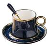 220ML European Ceramic Coffee Cup And Dish Set Luxury Black Afternoon Flower Tea Dim Sum Simple Phnom Penh Coffee Cup Gift Set