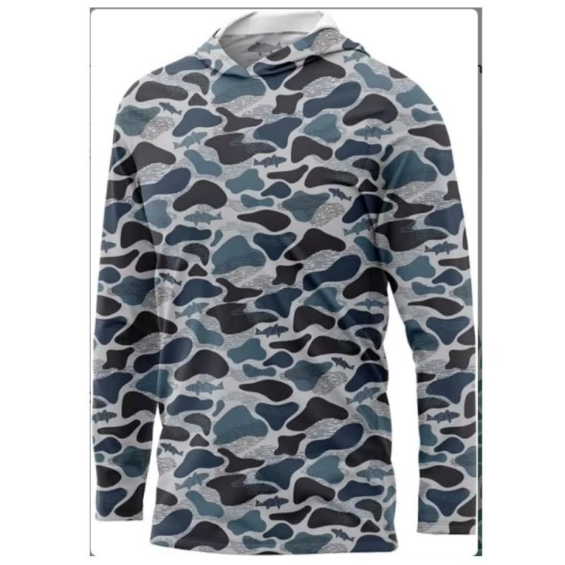 UPF50 + Outdoor Sunscreen Fishing Clothes Ice Silk Light Breathable Cool Quick-drying T-shirt Hooded