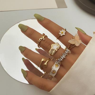 Diamond Opening Adjustment  Ring Set Butterfly Hug Opening Ring Elegant Party Charm Jewelry