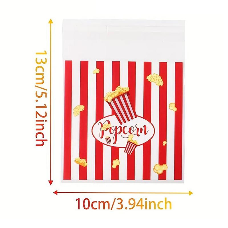 50/100 Pièces Sacs Cadeaux Design Popcorn 13*10Cm Rayure Rouge Blanche Sacs Auto-Scellants Biscuits Bonbons Sacs à Snacks Décoration de Fête