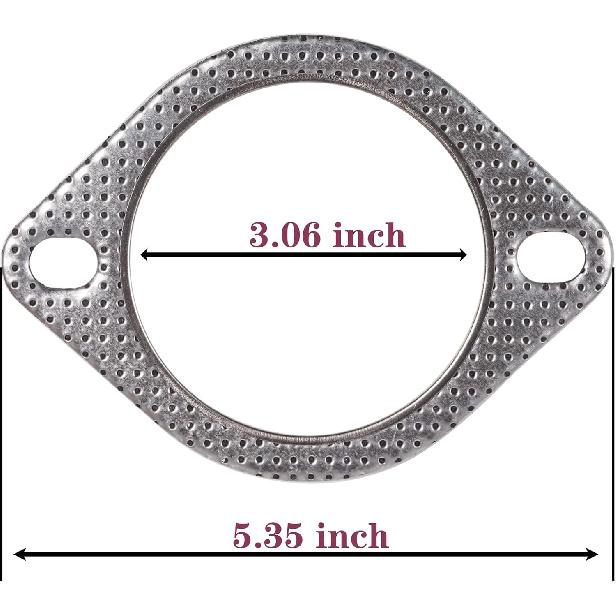 BEONEO-120-07610-0002 (3 Inch)-2 Bolt MLSG High Temp Exhaust Gasket 3" I.D. (Qty 2) - Heavy Duty be made of Metal And Fiber Laminate.