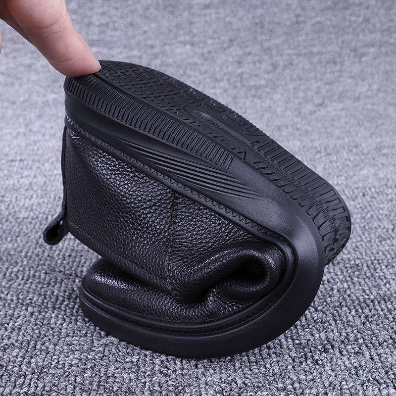 Men's Casual Leather Shoes, Genuine Leather Spring and Summer Thin Breathable Single-layer Cowhide Soft-soled Lazy One-pedal Doudou Shoes