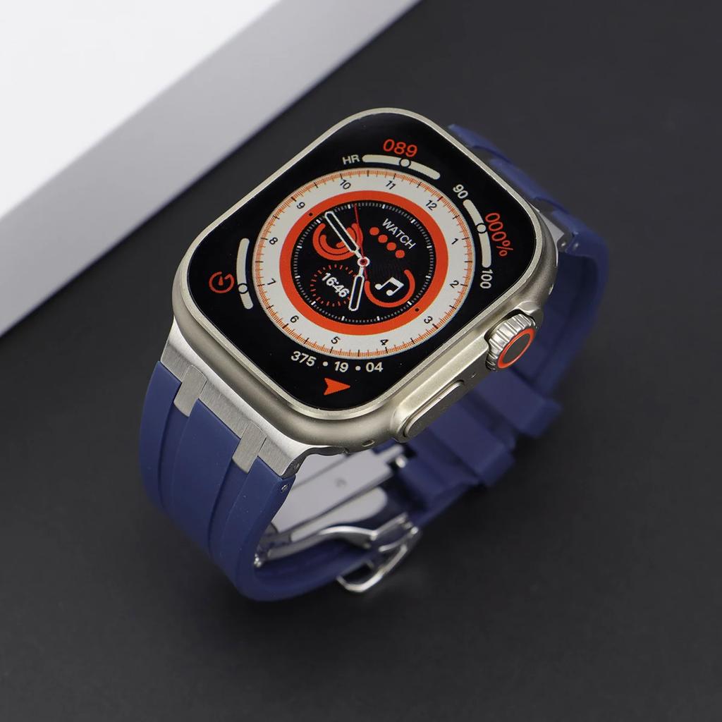 Soft Silicone Strap For Apple Watch Ultra 2 1 49mm Series 9 8 7 41 45mm Rubber Band For iWatch 6 5 4 se 42mm 44mm Mens Bracelet