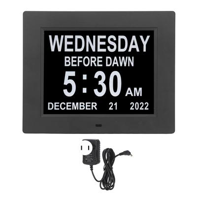 8inch Digital Day Calendar Clock Alarm Reminders 8 Languages Large HD Display Elderly Digital Clock