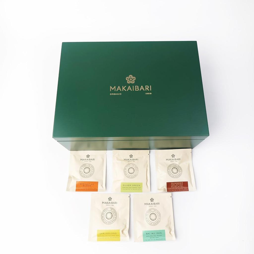 Makaibari Tea  | 50 Tea Bags | Springtime Bloom 2g*10 | Summer Solstice Muscatel 2g*10 | Darjoolong 2g*10 | Silver Green 2g*10 | Bai Mu Dan 2g*10