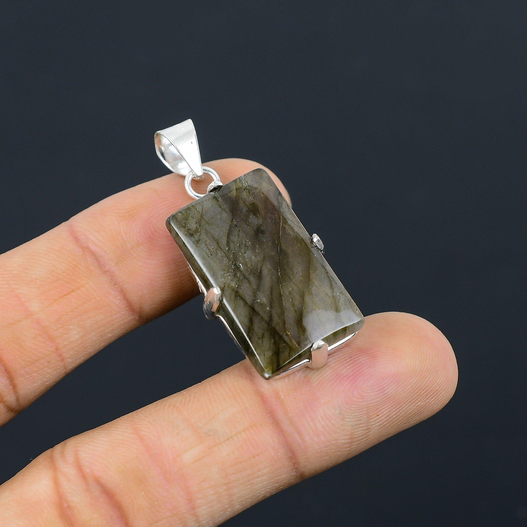 Mothers day Sale Natural Labradorite 925 Sterling Silver Unique Pendant Jewelry
