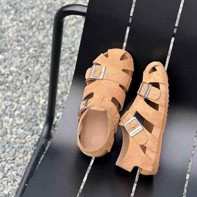 Retro leather hollowed-out bag head sandals women's summer new flat-bottomed versatile casual sandals