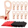Package of 10 Copper Lug Terminal Blocks 38 Inch with Heat Shrink Tubing for For Automotive Marine and Electrical Wiring Needs