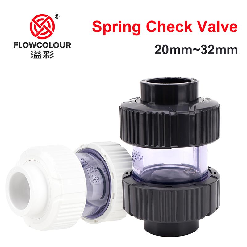 Flowcolour UPVC 25mm-32mm Gray Swing Check Valve Non-Return Flap Valve One Way Valve Fish Tank Connector Pipe Fittings