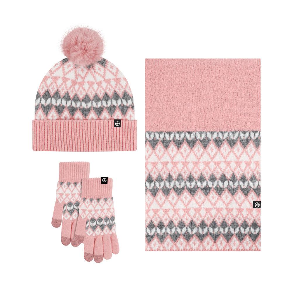 Amazon Winter New Knitted Hat Scarf Gloves Men's Three-piece Set Cold-proof Warm Scarf Women's Three-piece Set