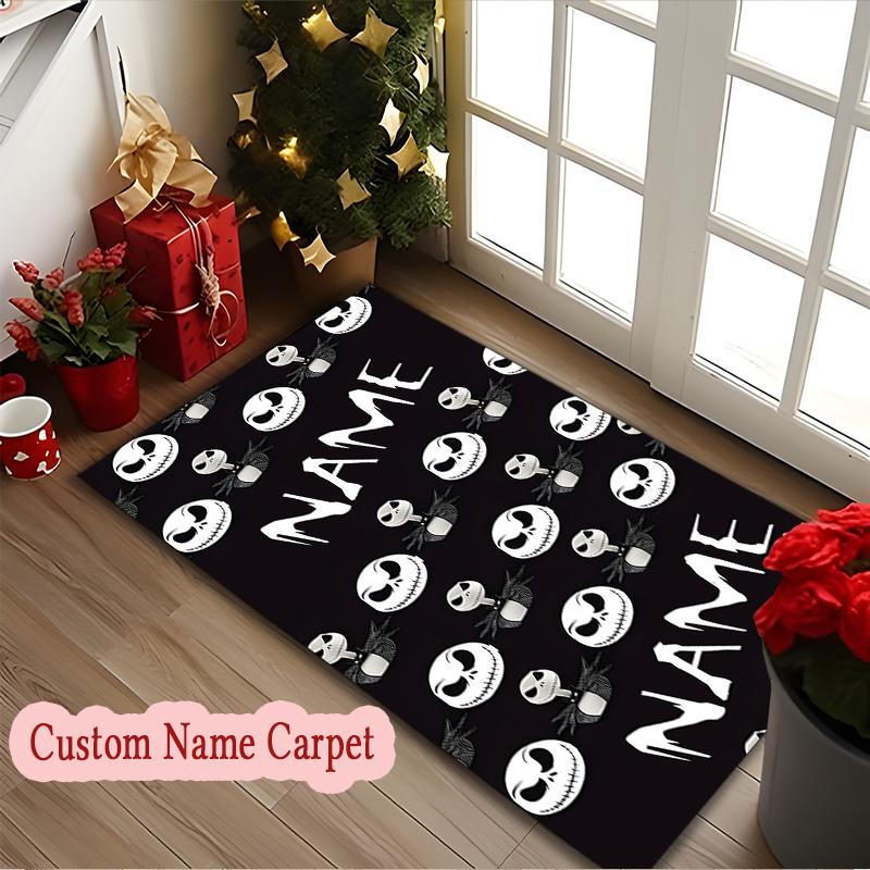 1pc Jack Skellington Moonlit Rug, Digital Printed Home Chair Sofa Mat, Personalized Customize Name Office Area Carpet
